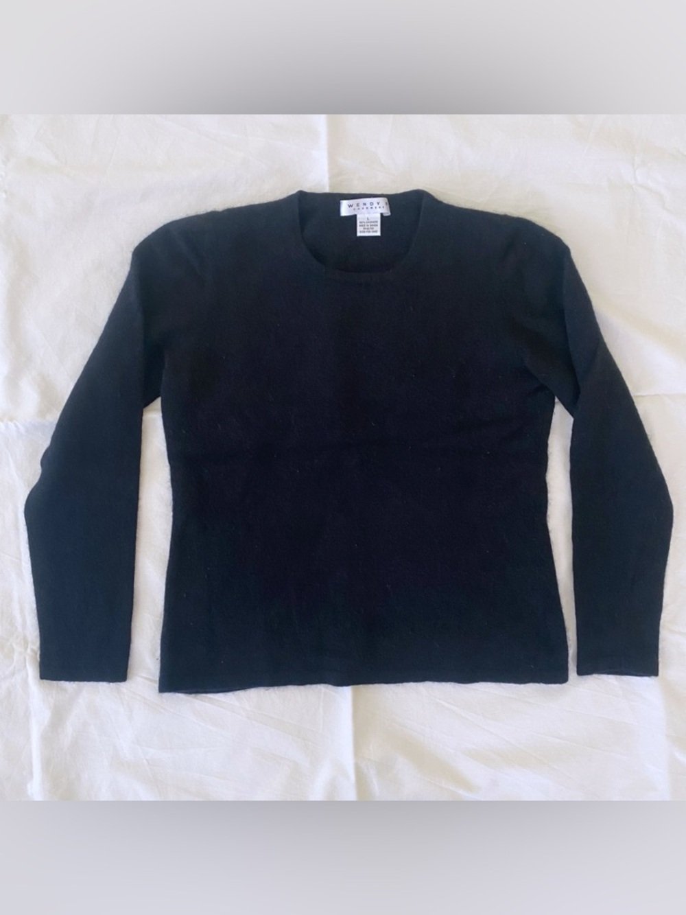 Wendy B. Cashmere Black Sweater Crew Neck size L Basic Minimalist